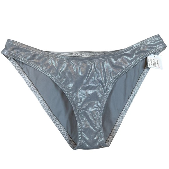 NEW $155  Karla Colletto KAIA Scoop Waist Pewte Silver Bikini Bottom    Size: 12 - Picture 1 of 3